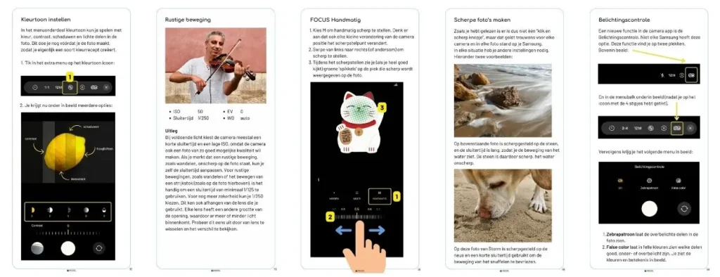 samsung PRO camera uitleg en cursus handout